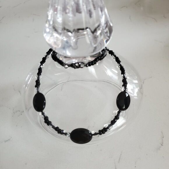 Black Crystal beaded necklace - Handcrafted - Picture 6 of 6